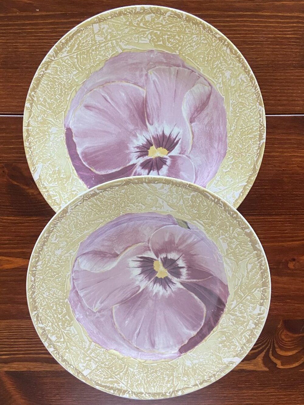 Decorative Lavender and Green Pansy Plates